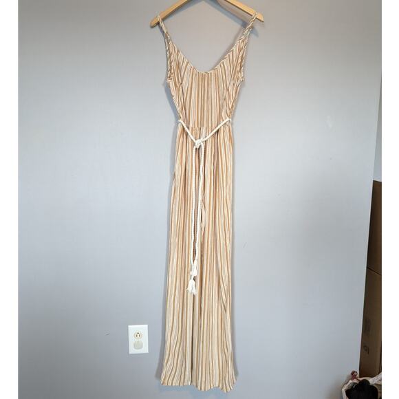 NWT Band of Gypsies Pant Jumpsuit Mustard Yellow Stripe size Small - Picture 2 of 8